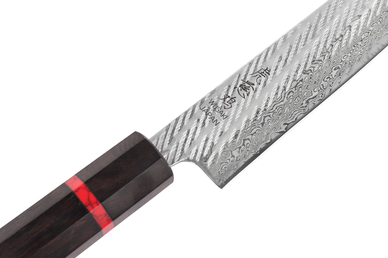Couteau sujihiki 24cm japonais artisanal Wusaki Nawame AUS10 damas