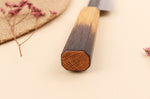 Couteau sujihiki 24cm japonais artisanal Yuzo Black AS chêne brûlé