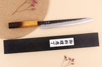 Couteau sujihiki 24cm japonais artisanal Yuzo Black AS chêne brûlé