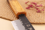 Couteau sujihiki 24cm japonais artisanal Yuzo Black AS chêne brûlé