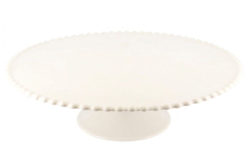 Présentoir à gâteau sur pied Patisdécor en céramique avec bord perlé 31cm