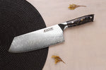 Couteau de chef chinois Wusaki Sakin Damas 10Cr 19cm manche en fibre de carbone et feuille d'or