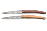 Set de 2 couteaux d'office Deejo Office Art Déco manche en bois d'olivier et bois corail 9cm