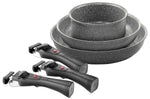 Set de cuisson 6 pièces Ballarini Torre 1 poêle 24cm + 1 poêle 28cm + 1 casserole 16cm + 3 poignées amovibles