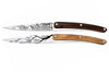 Set de 2 couteaux d'office Deejo Office Arbre et Grand Cru manche en bois d'olivier et bois corail 9cm