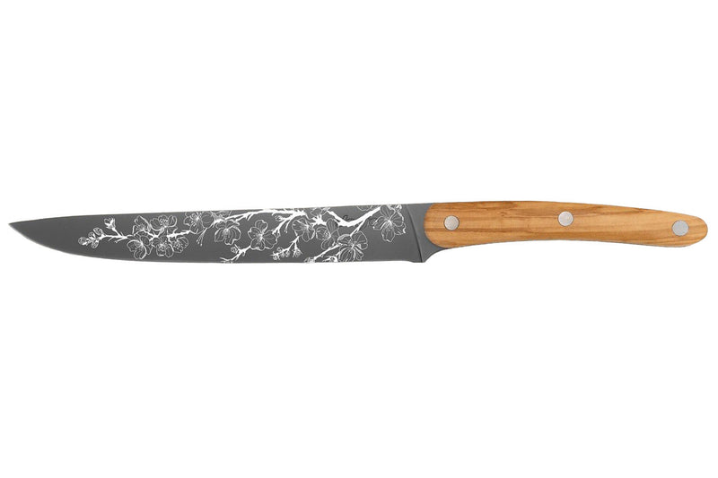 Couteau tranchelard Deejo Sakura 20cm manche en bois d'olivier