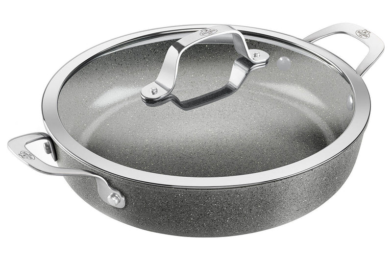 Sauteuse antiadhésive Ballarini Salina 28cm 2 poignées et couvercle en verre