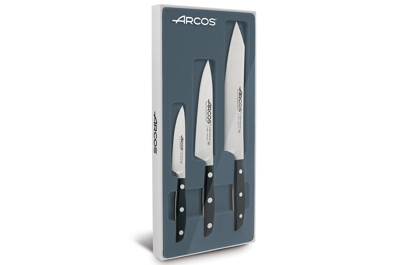 Coffret 3 couteaux forgés Arcos Manhattan tranchant extrême