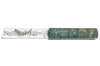 Couteau pliant Le Fidèle 20/20 en bouleau stabilisé bleu 10,8cm lame décor baleine