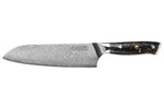 Couteau santoku Wusaki Sakin Damas 10Cr 17cm manche en fibre de carbone et feuille d'or