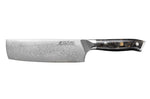 Couteau nakiri Wusaki Sakin Damas 10Cr 17cm manche en fibre de carbone et feuille d'or
