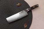 Couteau nakiri Wusaki Sakin Damas 10Cr 17cm manche en fibre de carbone et feuille d'or
