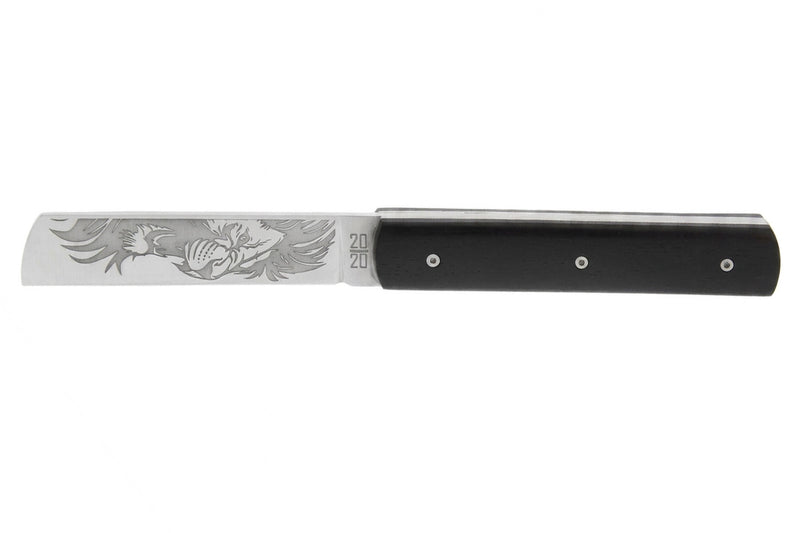 Couteau pliant Le Fidèle 20/20 en ébène 10,8cm lame décor lion