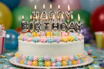 Bougies à piquer "Happy Birthday" Patisdécor argentées