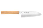 Couteau santoku 16,5cm japonais artisanal Sakai Kikumori TS10 en chêne