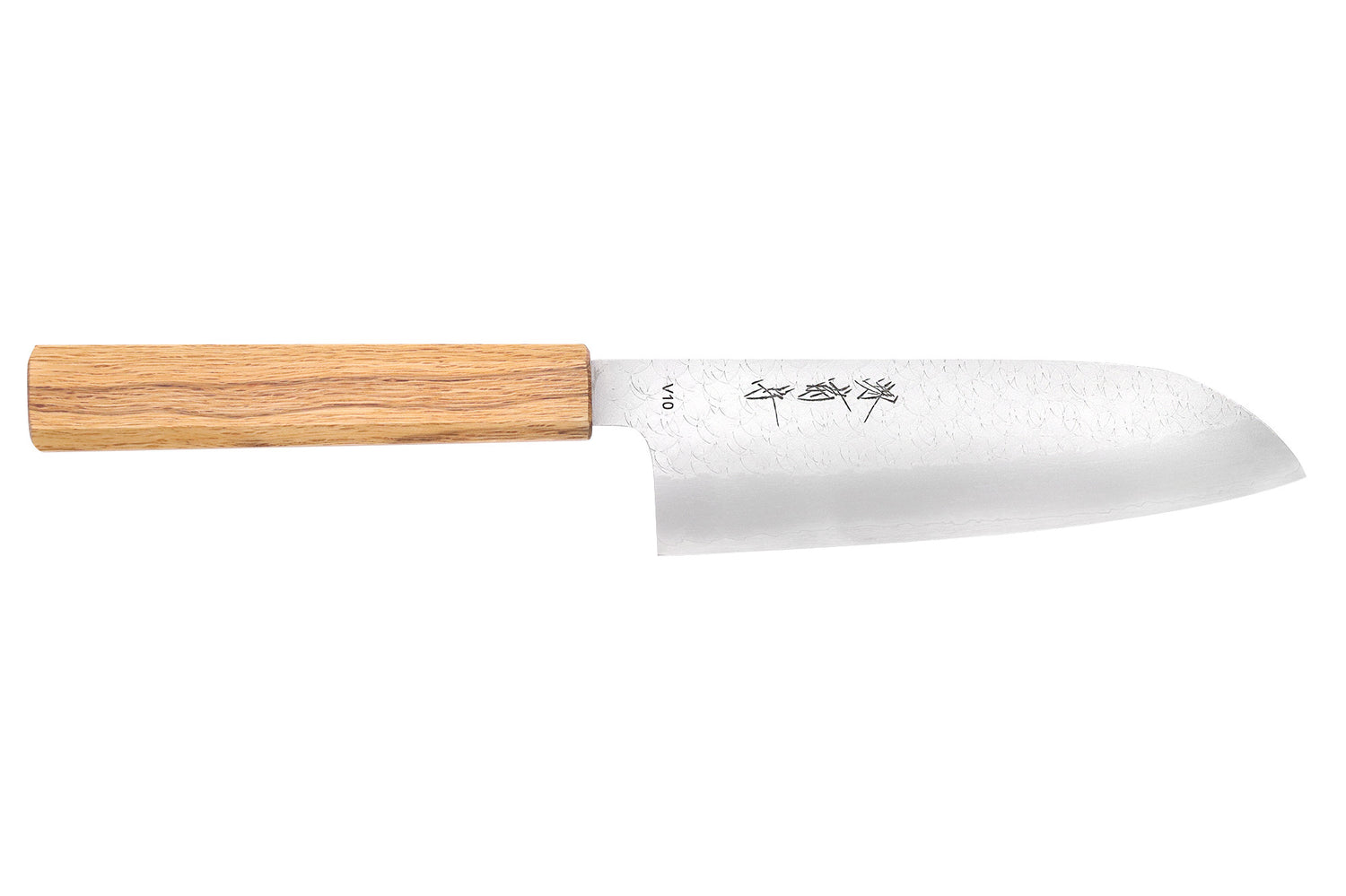 Couteau santoku 16,5cm japonais artisanal Sakai Kikumori TS10 en chêne