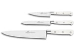 Coffret 3 couteaux Sabatier Toque blanche 100% forgé manches rivetés
