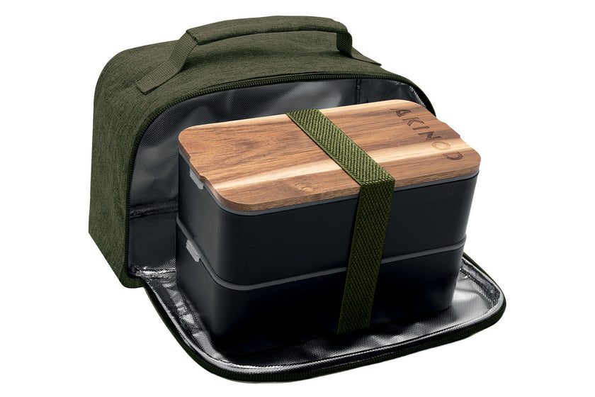 Sac isotherme Akinod kaki avec bento noir 1,4L