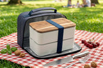 Sac isotherme Akinod bleu jeans + Bento blanc 1,4L