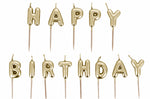 Bougies à piquer "Happy Birthday" Patisdécor dorées