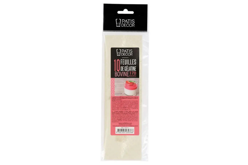 Set de 10 feuilles de gélatine bovine Patisdécor