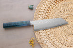 Couteau bunka 17cm japonais artisanal Hado Shiosai VG10 manche bleu