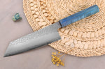 Couteau bunka 17cm japonais artisanal Hado Shiosai VG10 manche bleu