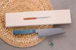 Couteau bunka 17cm japonais artisanal Hado Shiosai VG10 manche bleu