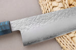 Couteau bunka 17cm japonais artisanal Hado Shiosai VG10 manche bleu