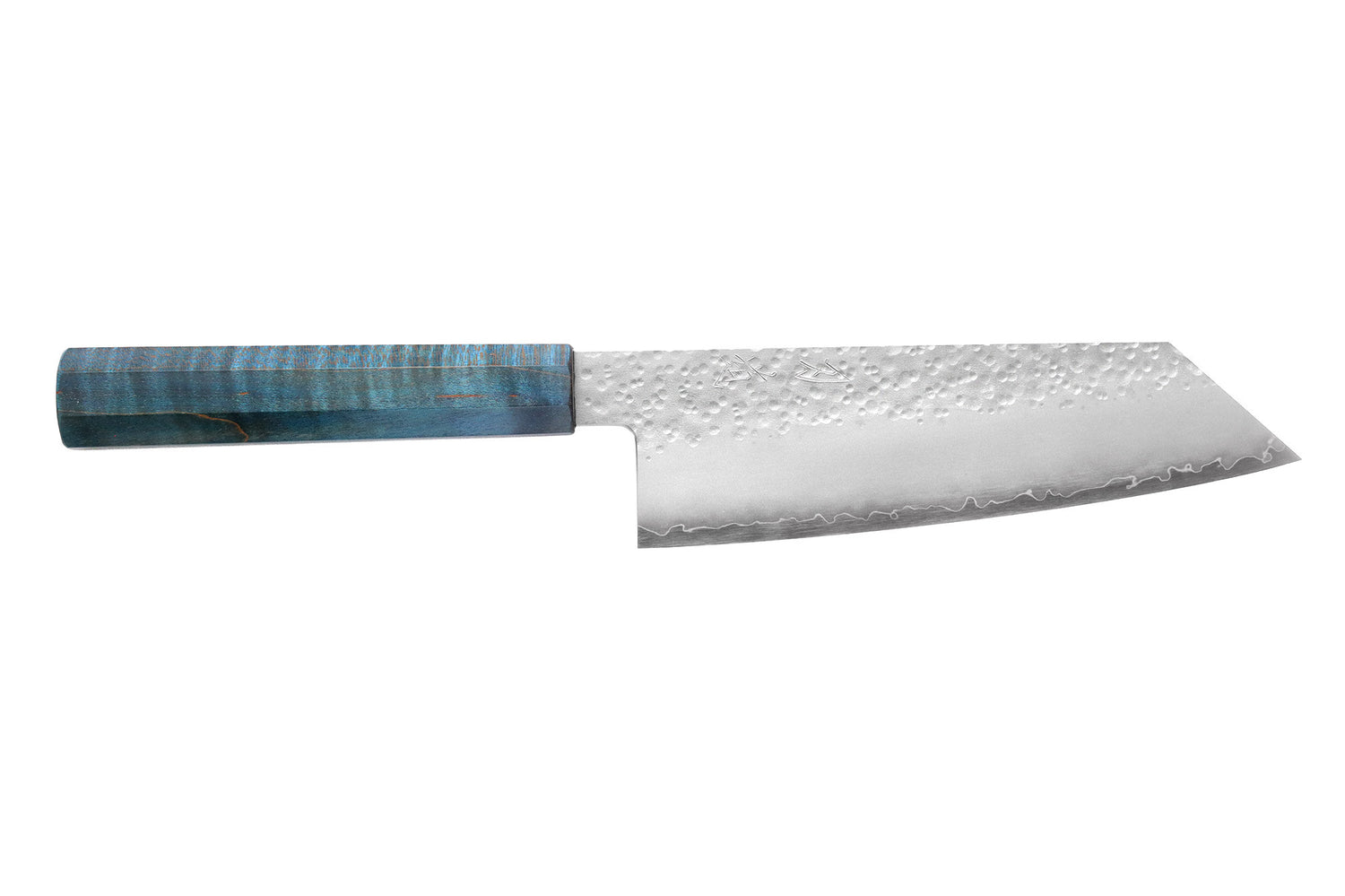 Couteau bunka 17cm japonais artisanal Hado Shiosai VG10 manche bleu