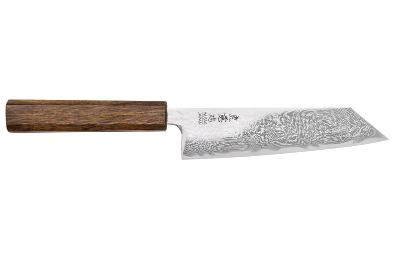 Couteau bunka japonais artisanal Wusaki Unagi AUS10 damas 17,5cm manche chêne