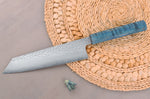 Couteau kiritsuke 20cm japonais artisanal Hado Shiosai VG10 manche bleu