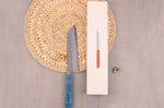 Couteau kiritsuke 20cm japonais artisanal Hado Shiosai VG10 manche bleu