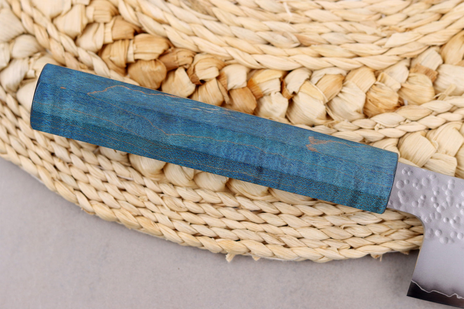 Couteau kiritsuke 20cm japonais artisanal Hado Shiosai VG10 manche bleu