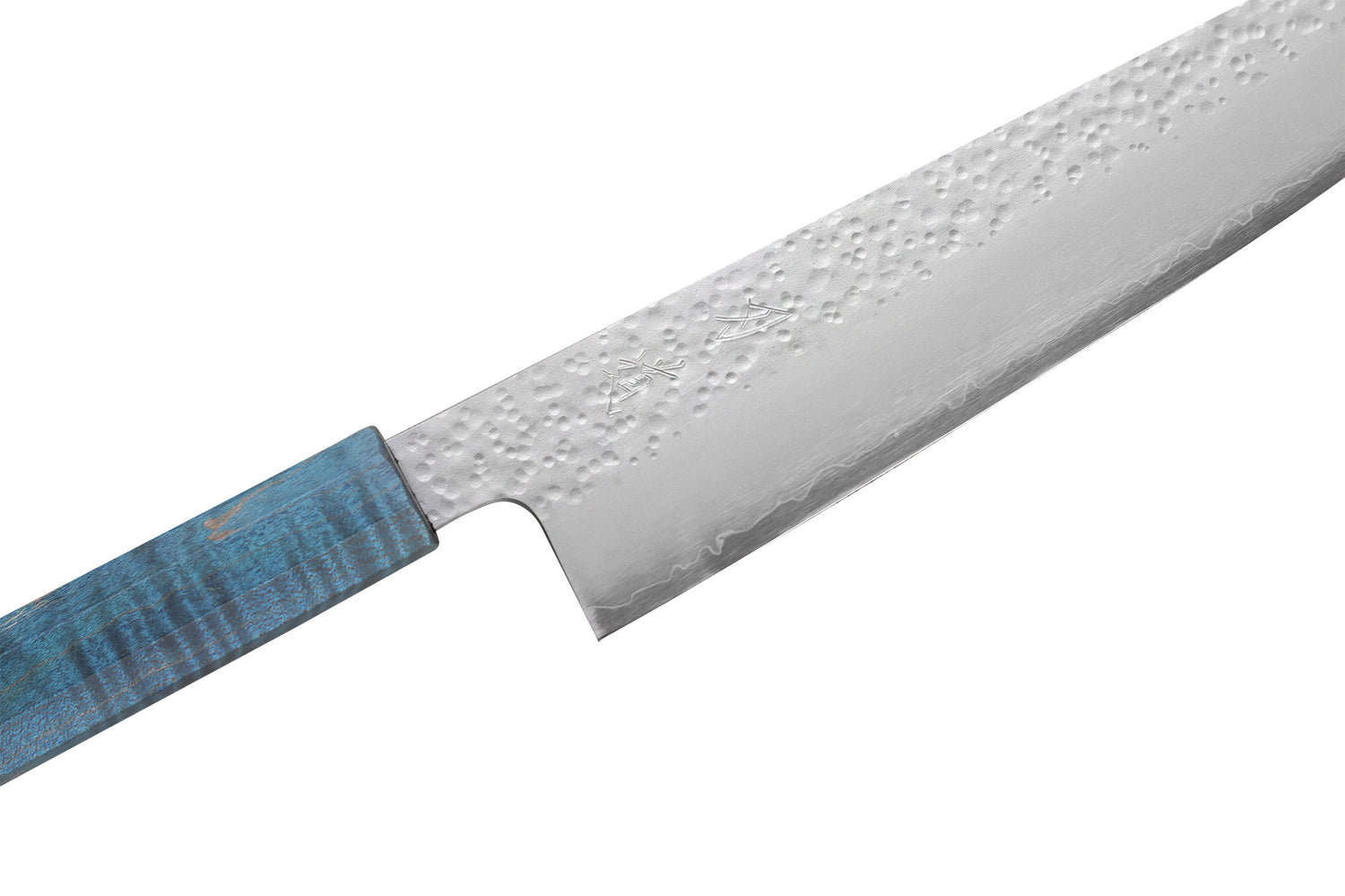 Couteau kiritsuke 20cm japonais artisanal Hado Shiosai VG10 manche bleu