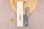 Couteau ko-bunka 13cm japonais artisanal Hado Shiosai VG10 manche bleu