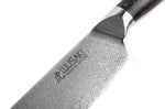Couteau de chef Wusaki Sakin Damas 10Cr 20cm manche en fibre de carbone et feuille d'or