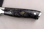 Couteau de chef Wusaki Sakin Damas 10Cr 20cm manche en fibre de carbone et feuille d'or