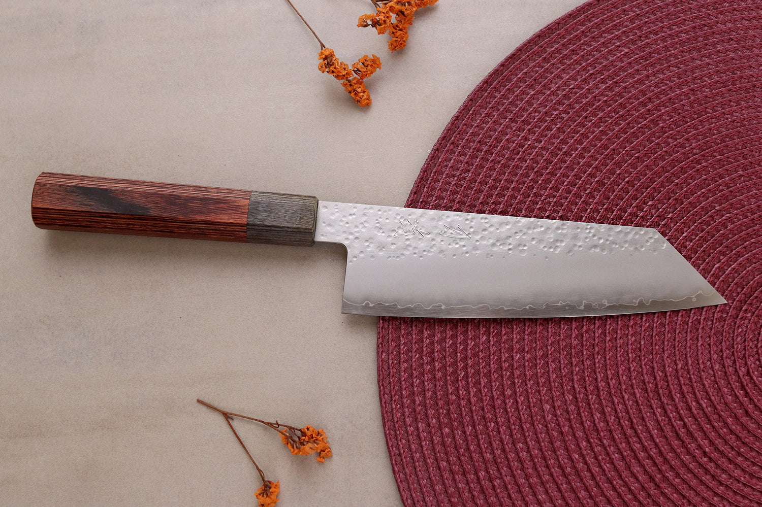 Couteau bunka 17cm japonais artisanal Hado Shiosai VG10 manche bois de pakka