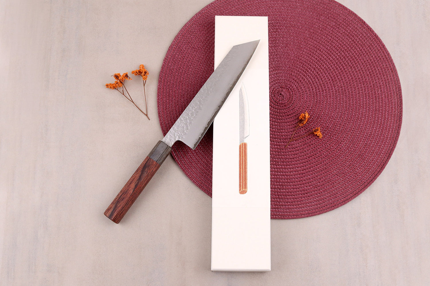 Couteau kiritsuke 20cm japonais artisanal Hado Shiosai VG10 manche bois de pakka