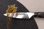 Couteau d'office Wusaki Sakin Damas 10Cr 9cm manche en fibre de carbone et feuille d'or