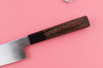 Couteau gyuto asymétrique 21cm japonais artisanal Hatsukokoro Shirasagi manche en wengé