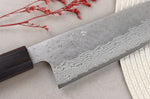 Couteau santoku 17cm japonais artisanal Nigara Hamono Tsuchime VG10 damas