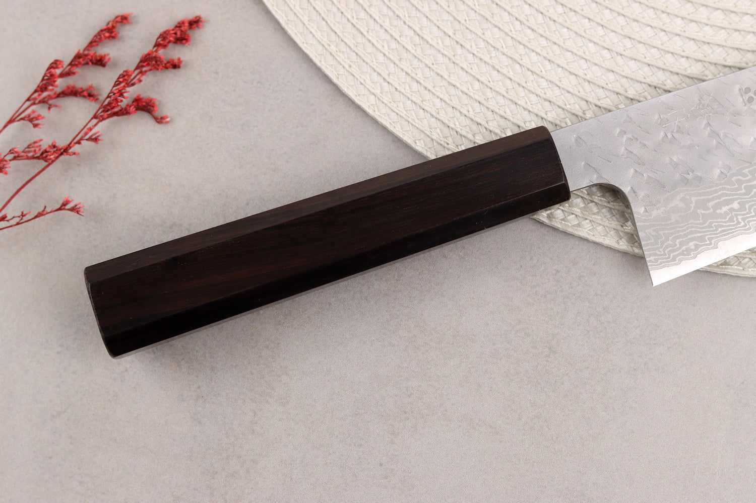 Couteau santoku 17cm japonais artisanal Nigara Hamono Tsuchime VG10 damas