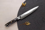 Couteau universel Wusaki Sakin Damas 10Cr 15cm manche en fibre de carbone et feuille d'or