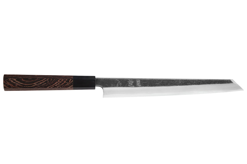 Couteau yanagiba kiritsuke 24cm japonais artisanal Hatsukokoro Shirasagi manche en wengé