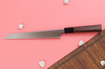 Couteau yanagiba kiritsuke 24cm japonais artisanal Hatsukokoro Shirasagi manche en wengé