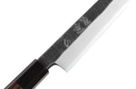 Couteau yanagiba kiritsuke 27cm japonais artisanal Hatsukokoro Shirasagi manche en wengé