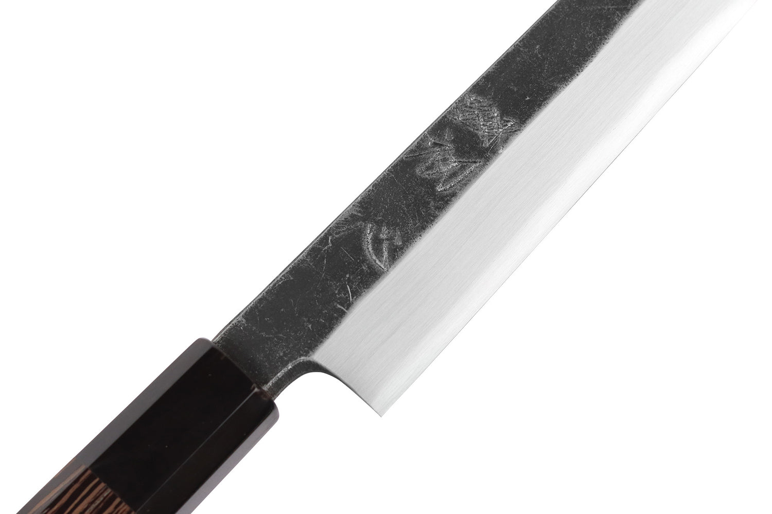 Couteau yanagiba kiritsuke 27cm japonais artisanal Hatsukokoro Shirasagi manche en wengé
