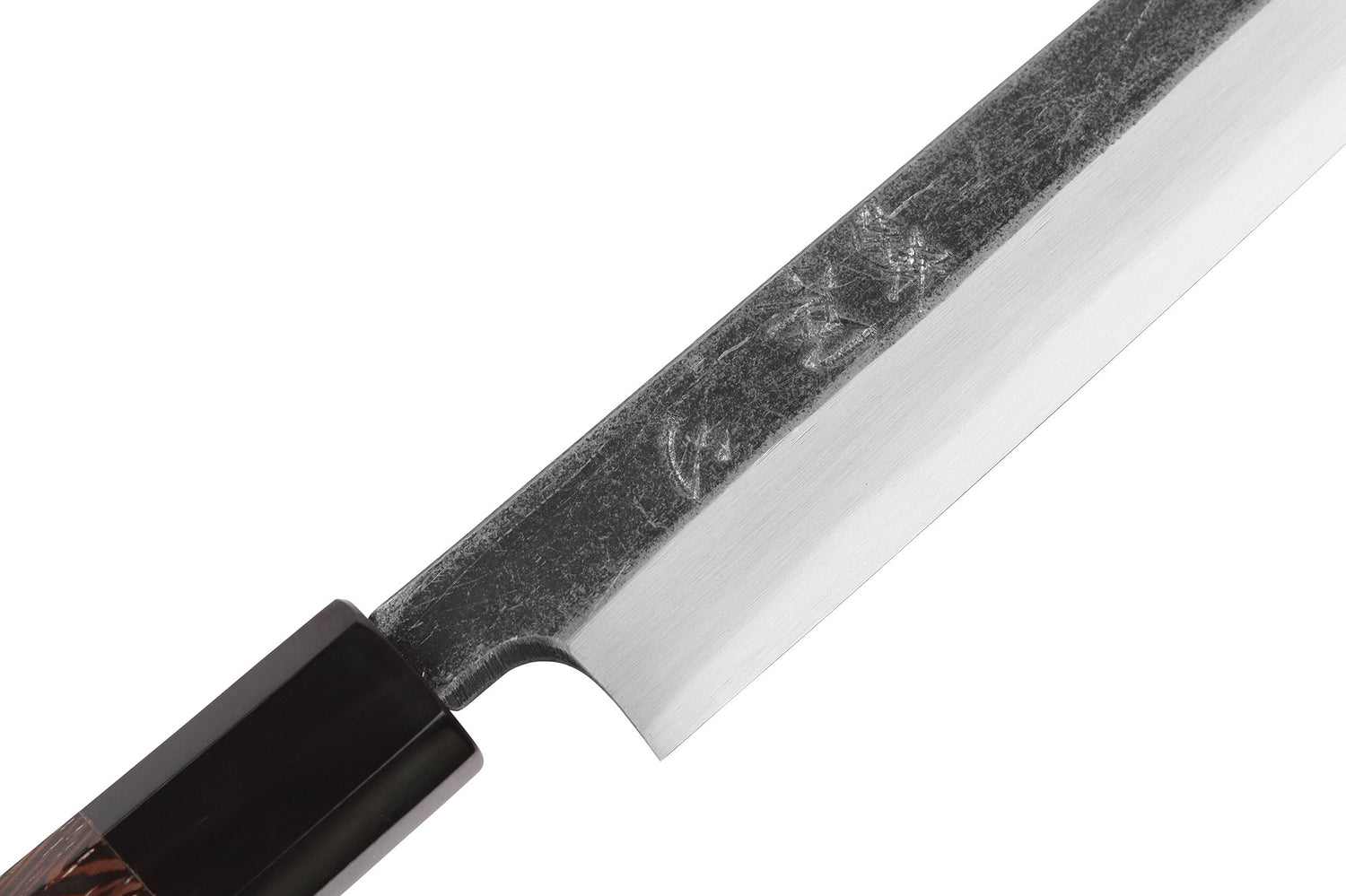Couteau yanagiba 24cm japonais artisanal Hatsukokoro Shirasagi manche en wengé